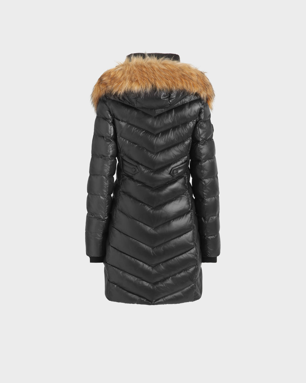 ALESSIA WOMEN'S GLOSSY DOWN PUFFER WITH FAUX FUR