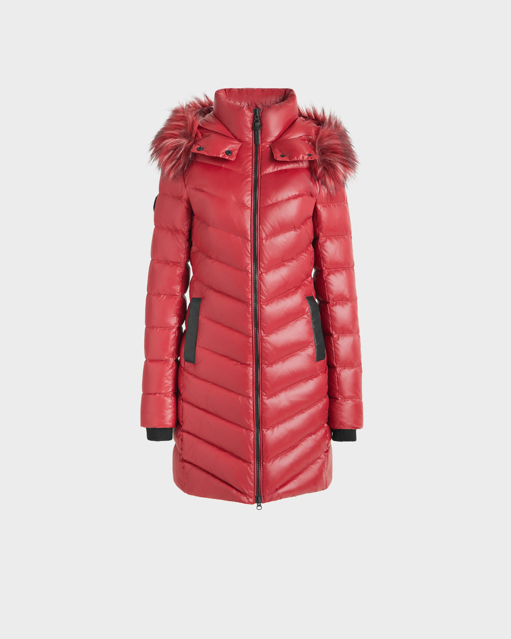 ALESSIA WOMEN'S GLOSSY DOWN PUFFER WITH FAUX FUR
