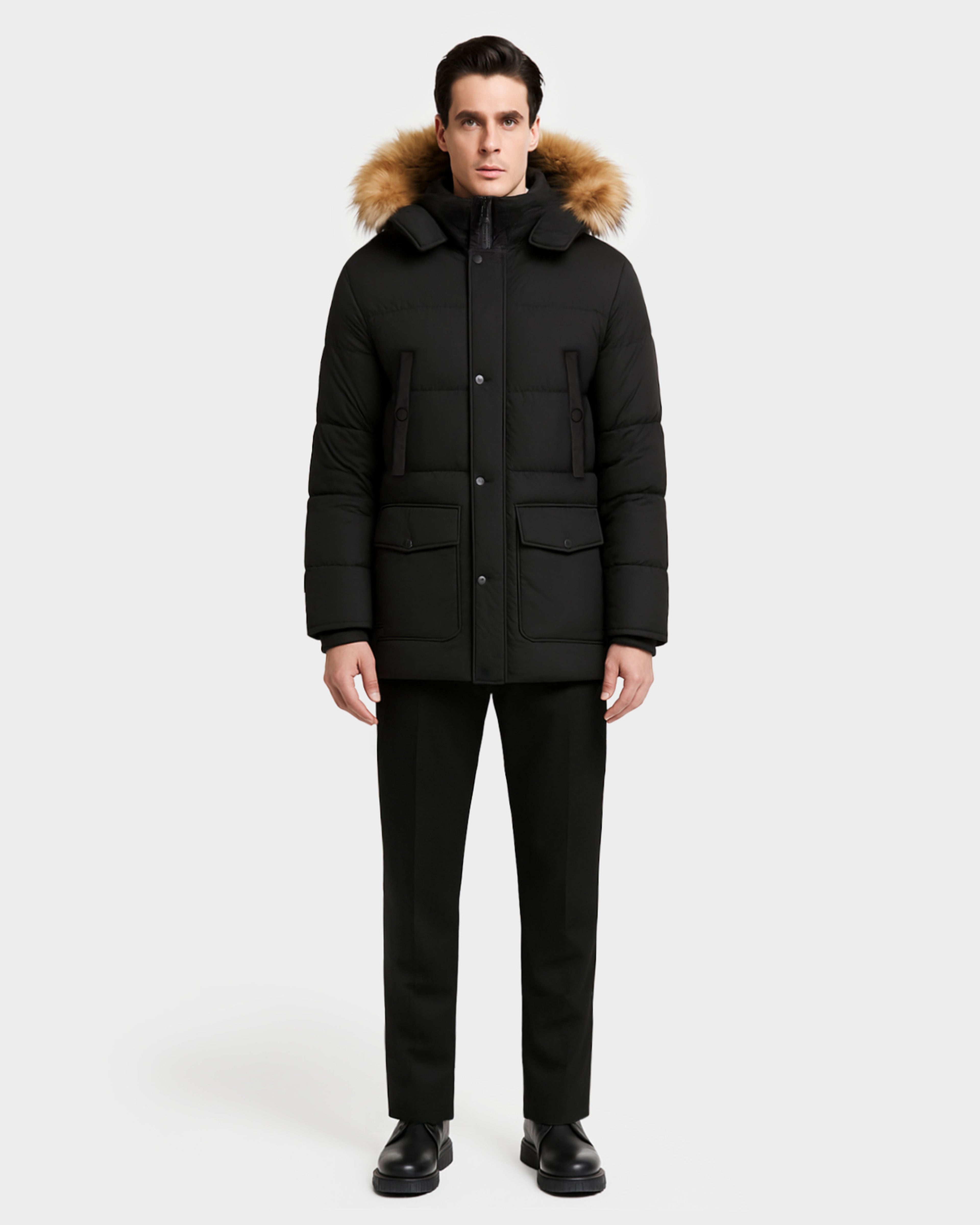 CABE MEN'S DOWN PARKA WITH FAUX FUR