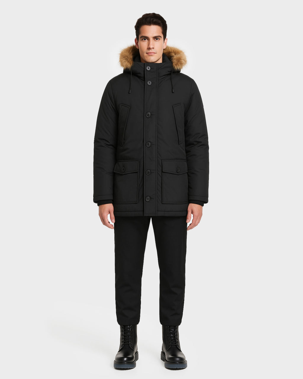 CHARLES MEN'S MATTE DOWN PARKA WITH FUR