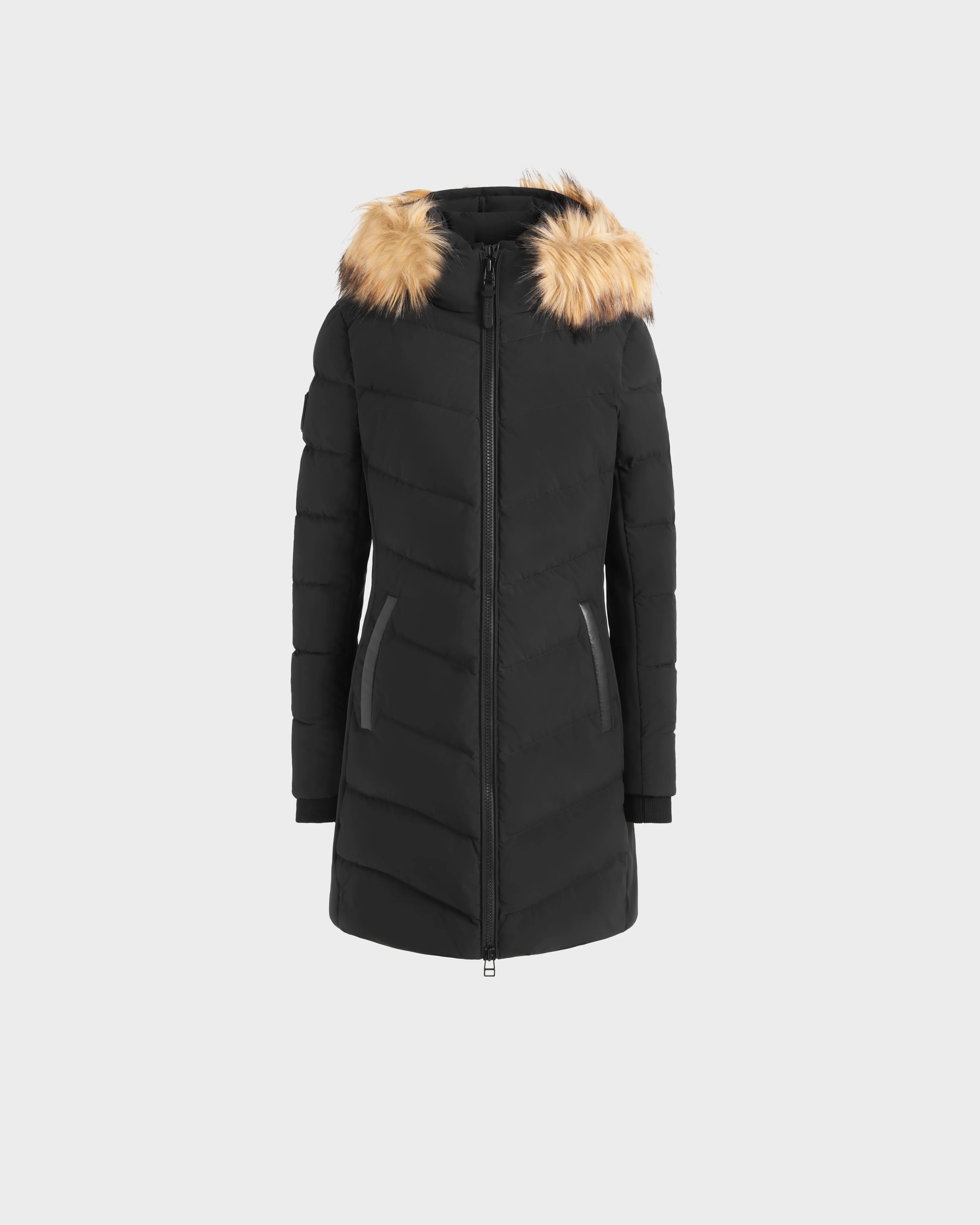 MADELYN WOMEN'S QUILTED MATTE DOWN PUFFER WITH FAUX FUR