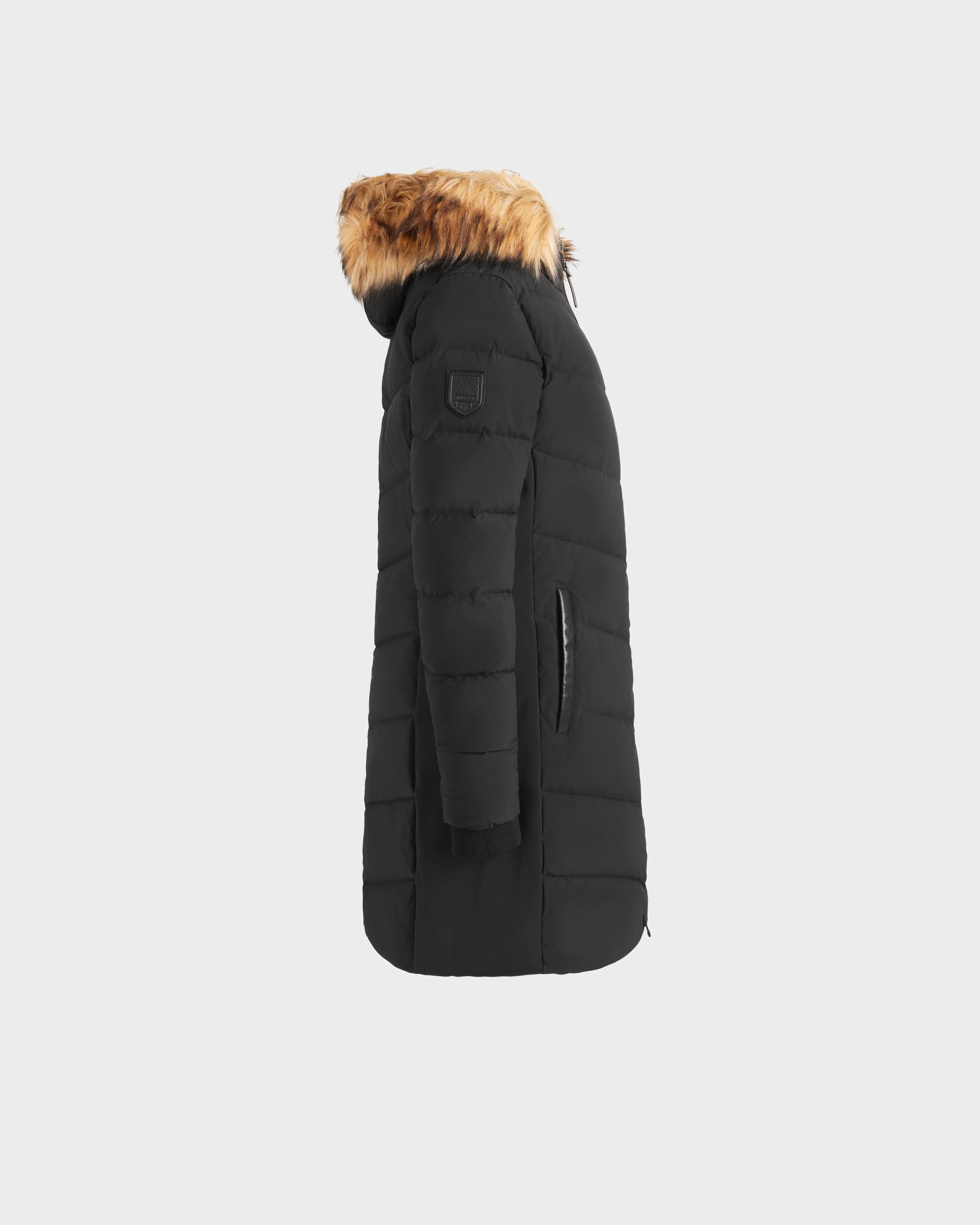 MADELYN WOMEN'S QUILTED MATTE DOWN PUFFER WITH FAUX FUR