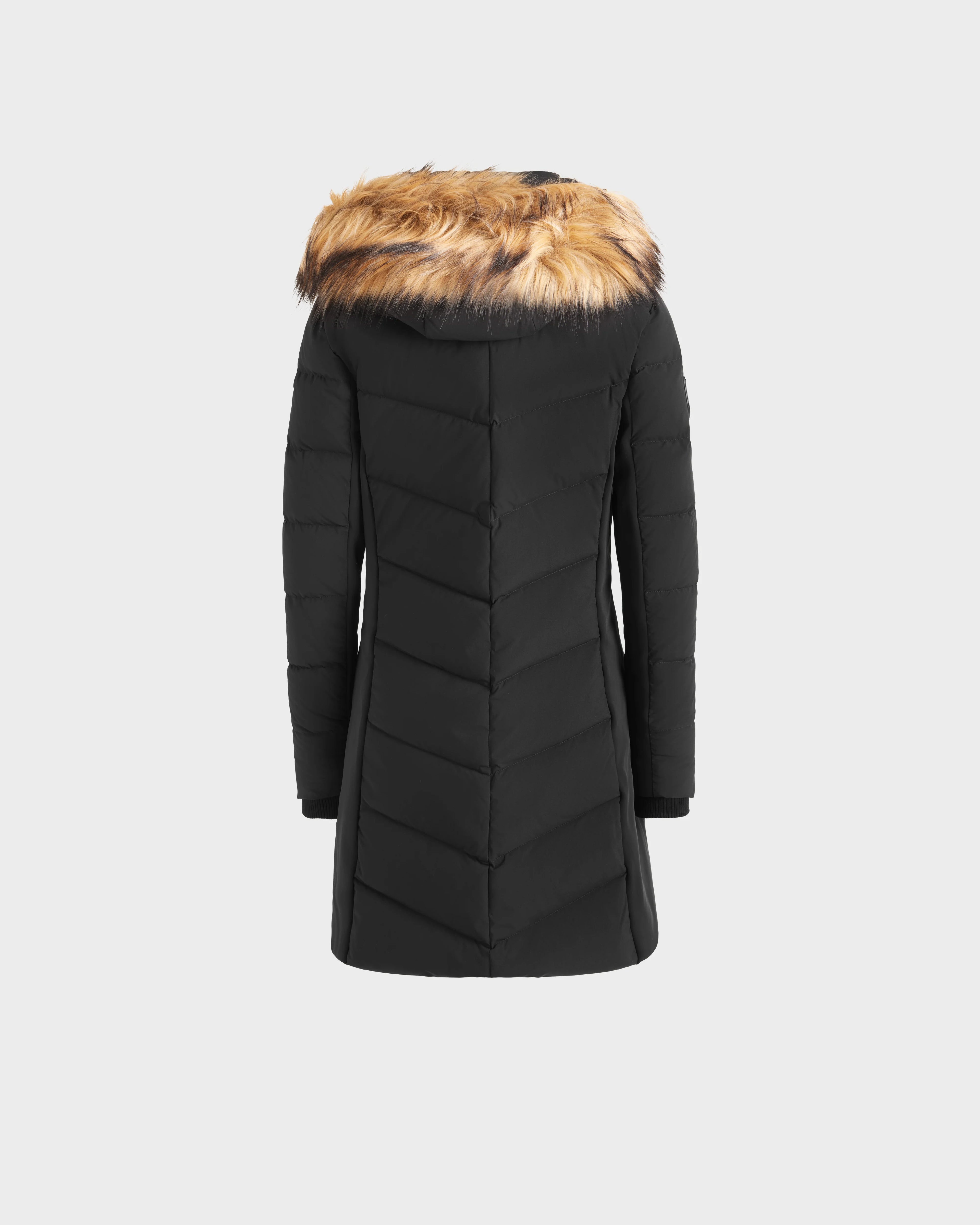 MADELYN WOMEN'S QUILTED MATTE DOWN PUFFER WITH FAUX FUR