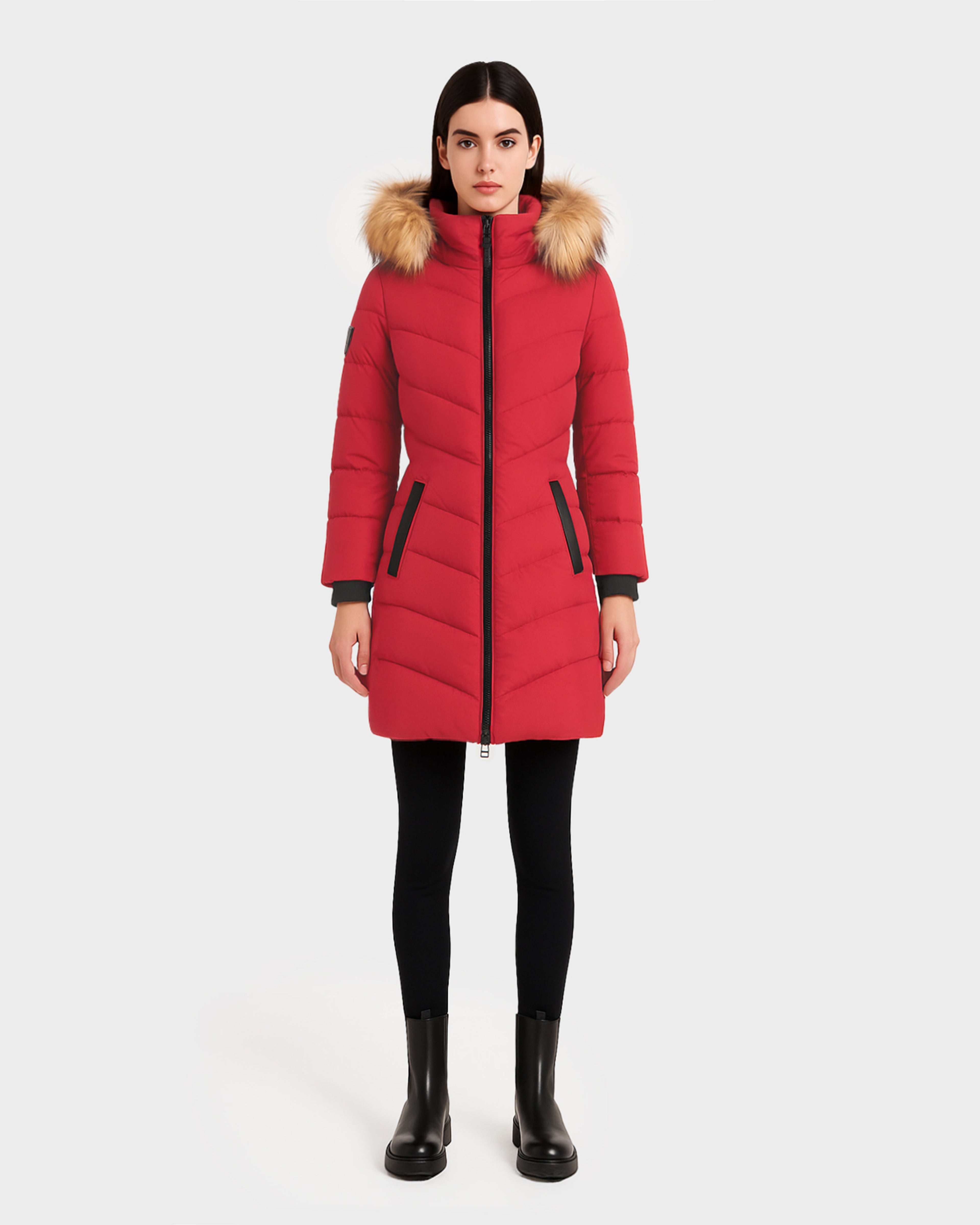 MADELYN WOMEN'S QUILTED MATTE DOWN PUFFER WITH FAUX FUR