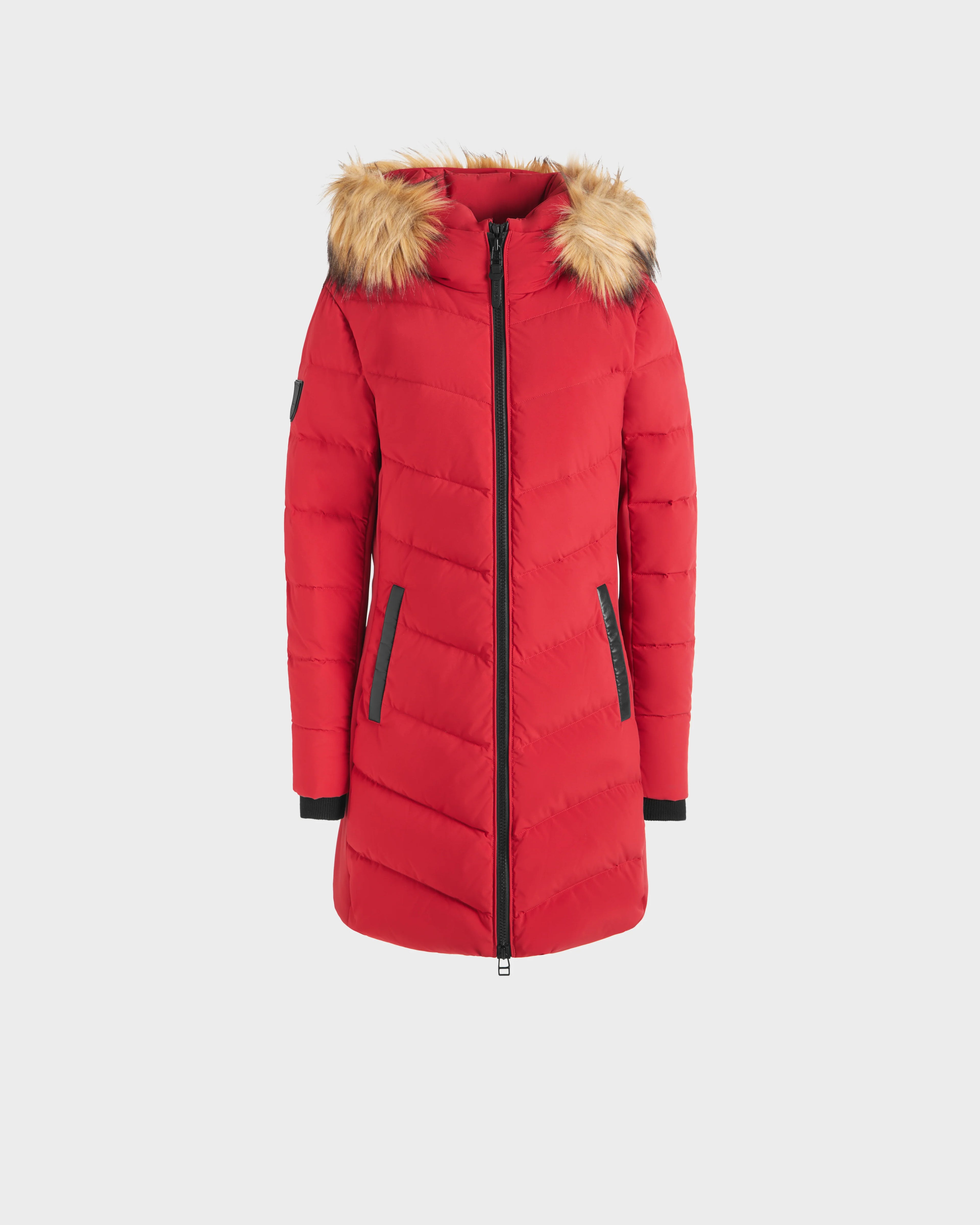 MADELYN WOMEN'S QUILTED MATTE DOWN PUFFER WITH FAUX FUR