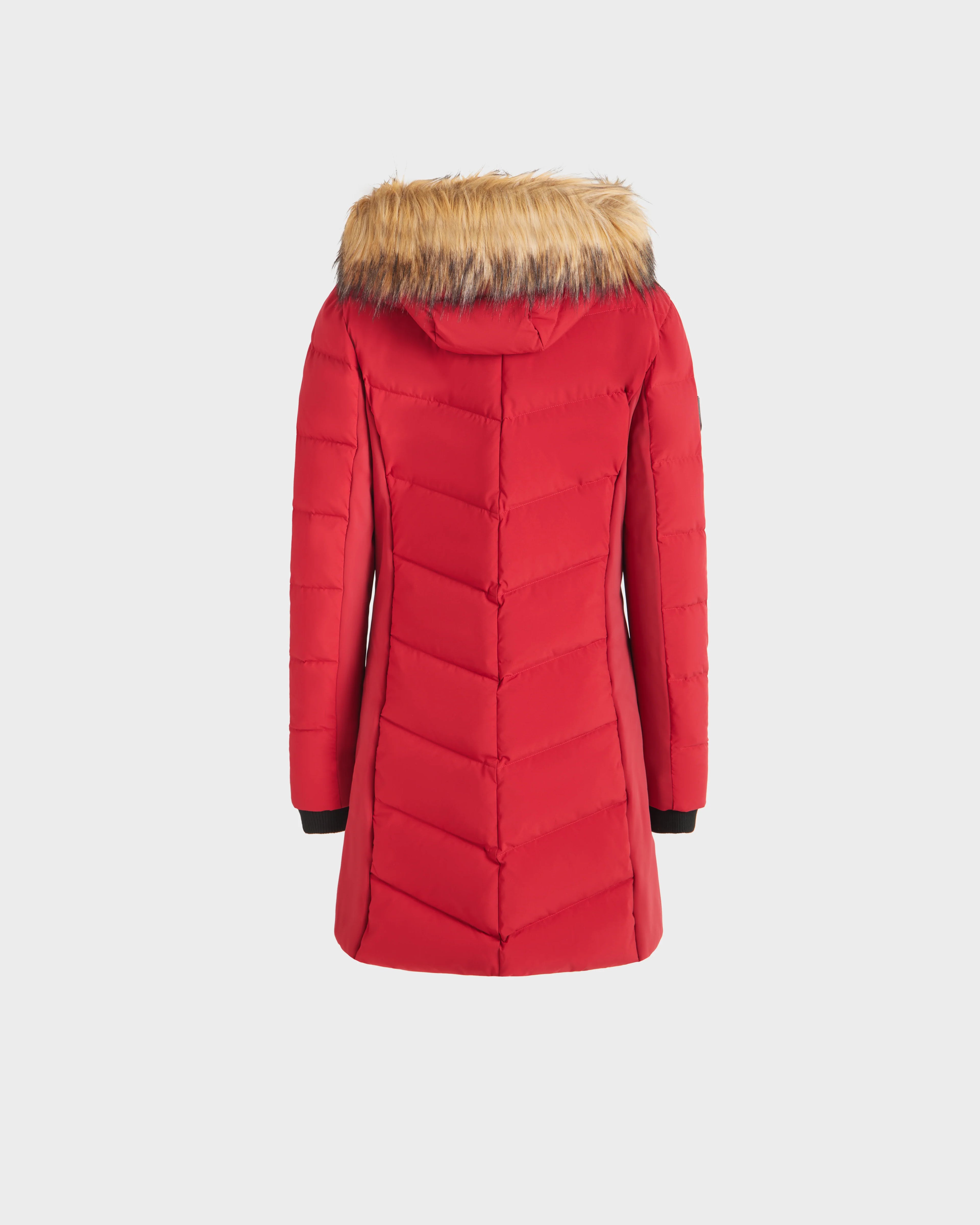 MADELYN WOMEN'S QUILTED MATTE DOWN PUFFER WITH FAUX FUR