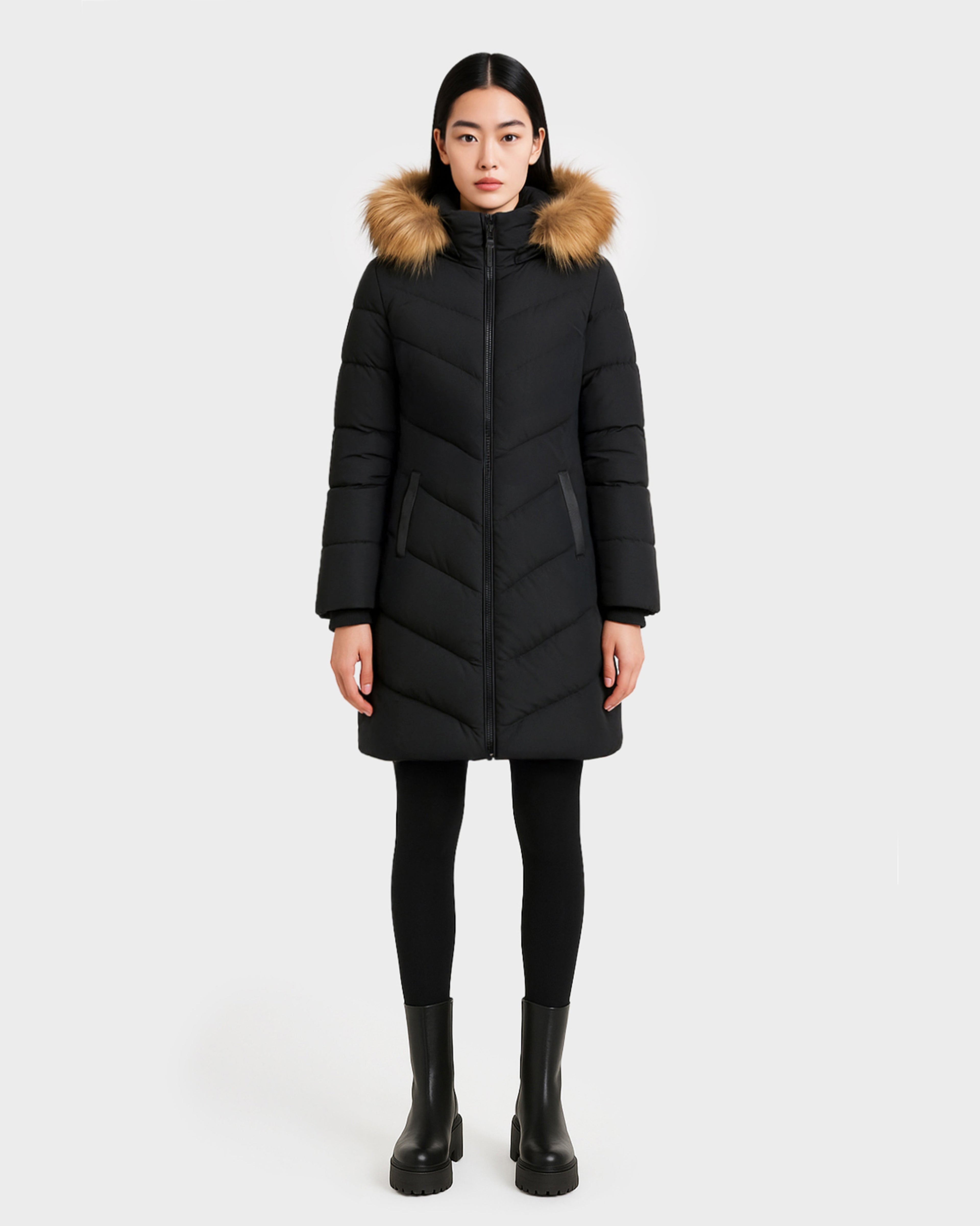 MALIN WOMEN'S MATTE DOWN PUFFER WITH FAUX FUR