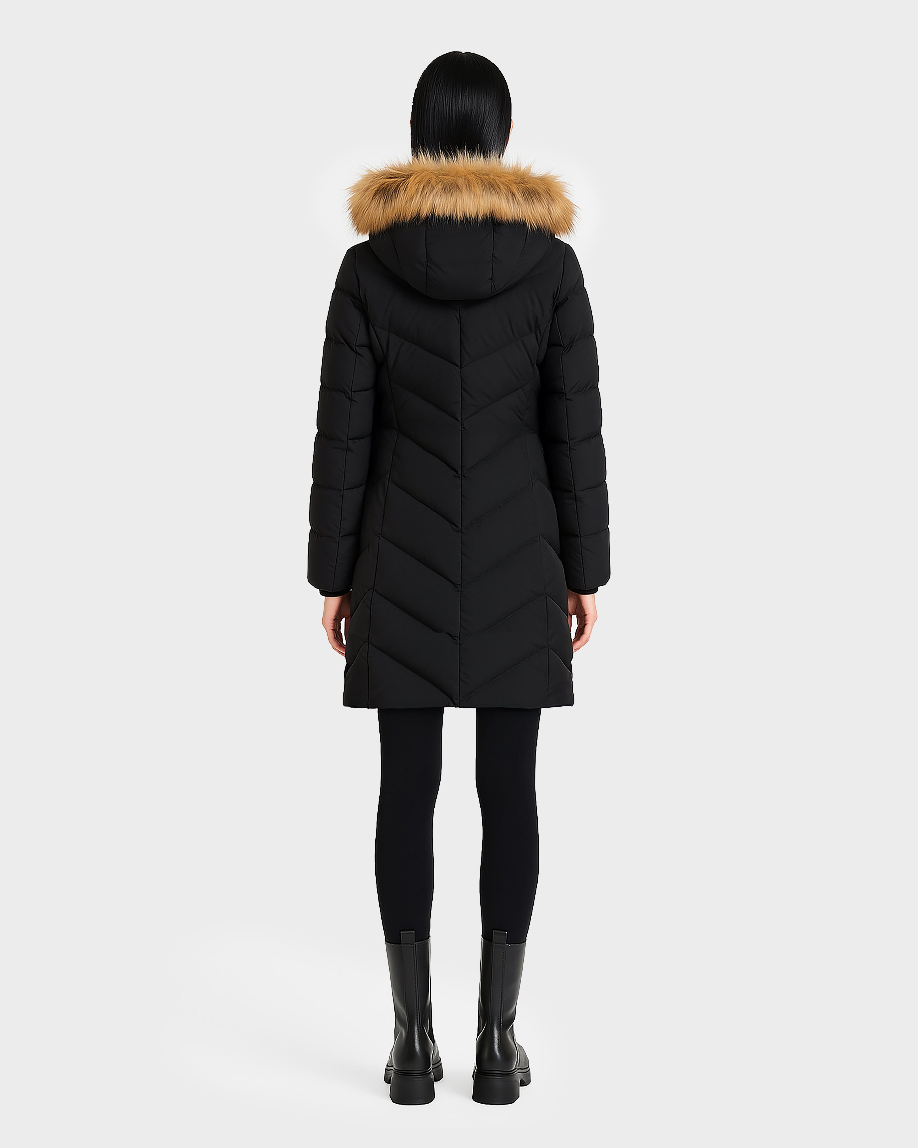 MALIN WOMEN'S MATTE DOWN PUFFER WITH FAUX FUR