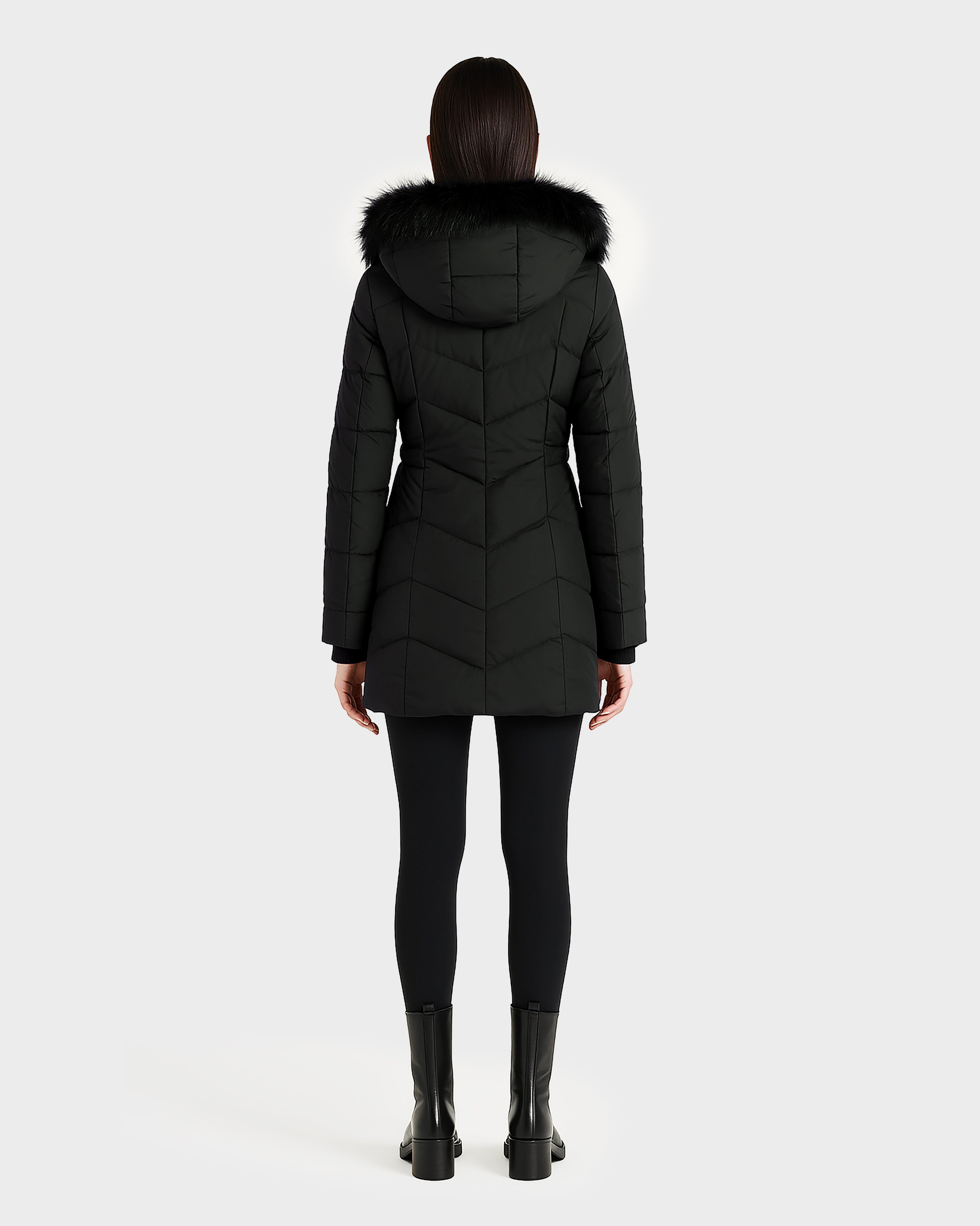 SAUVEUR WOMEN'S DOWN PUFFER WITH FAUX FUR