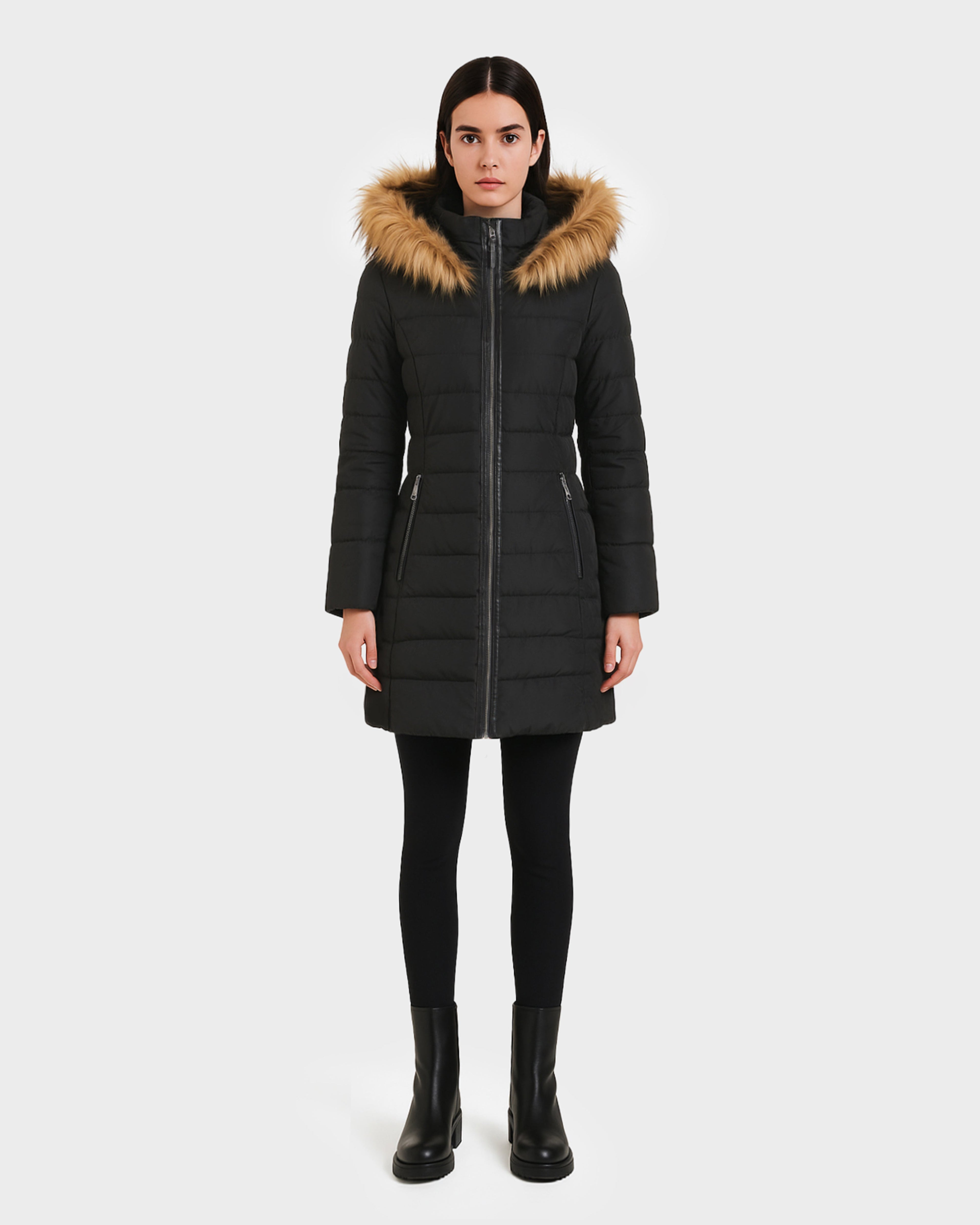 TELLURIDE WOMEN'S QUILTED DOWN PUFFER WITH FAUX FUR