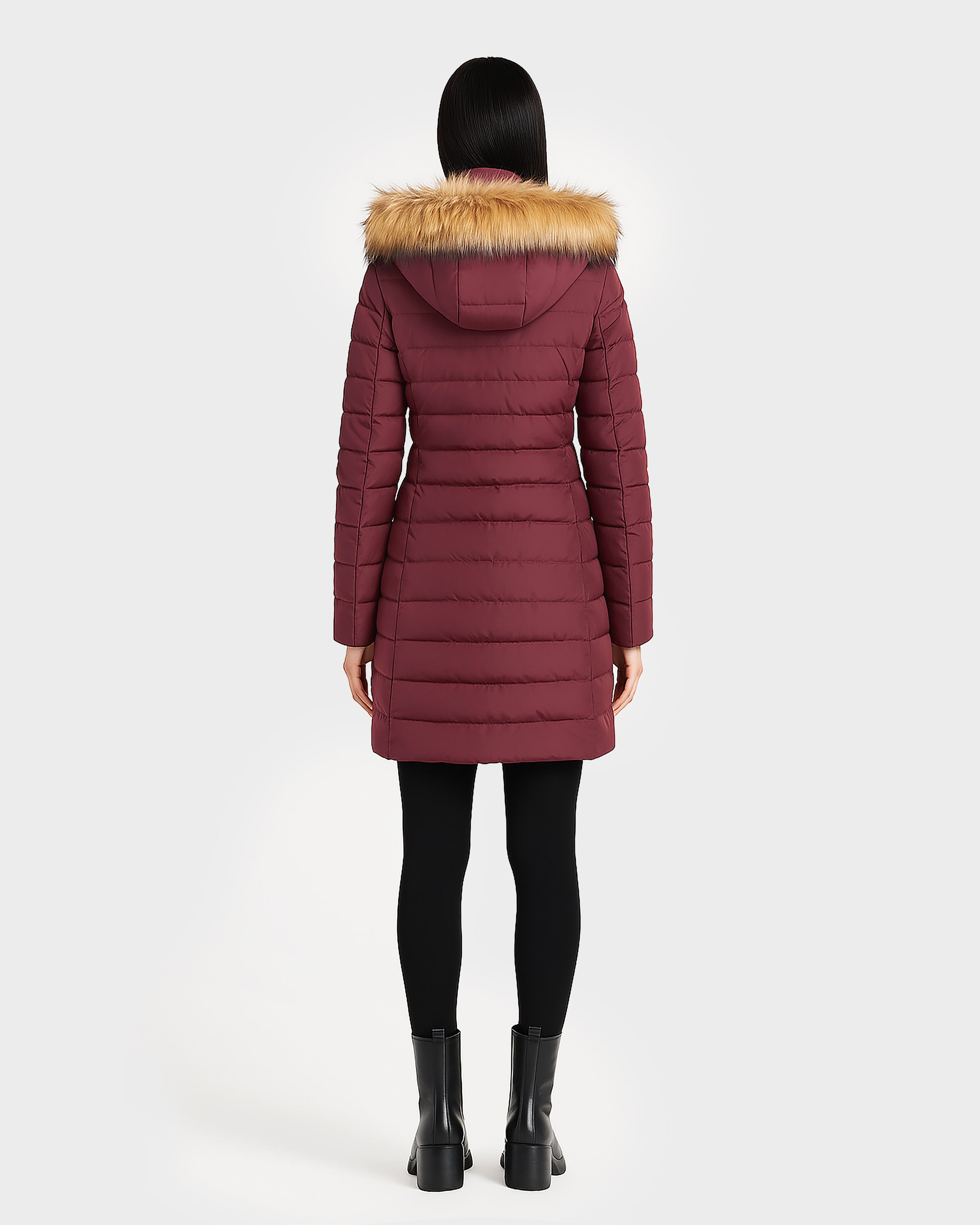 TELLURIDE WOMEN'S QUILTED DOWN PUFFER WITH FAUX FUR