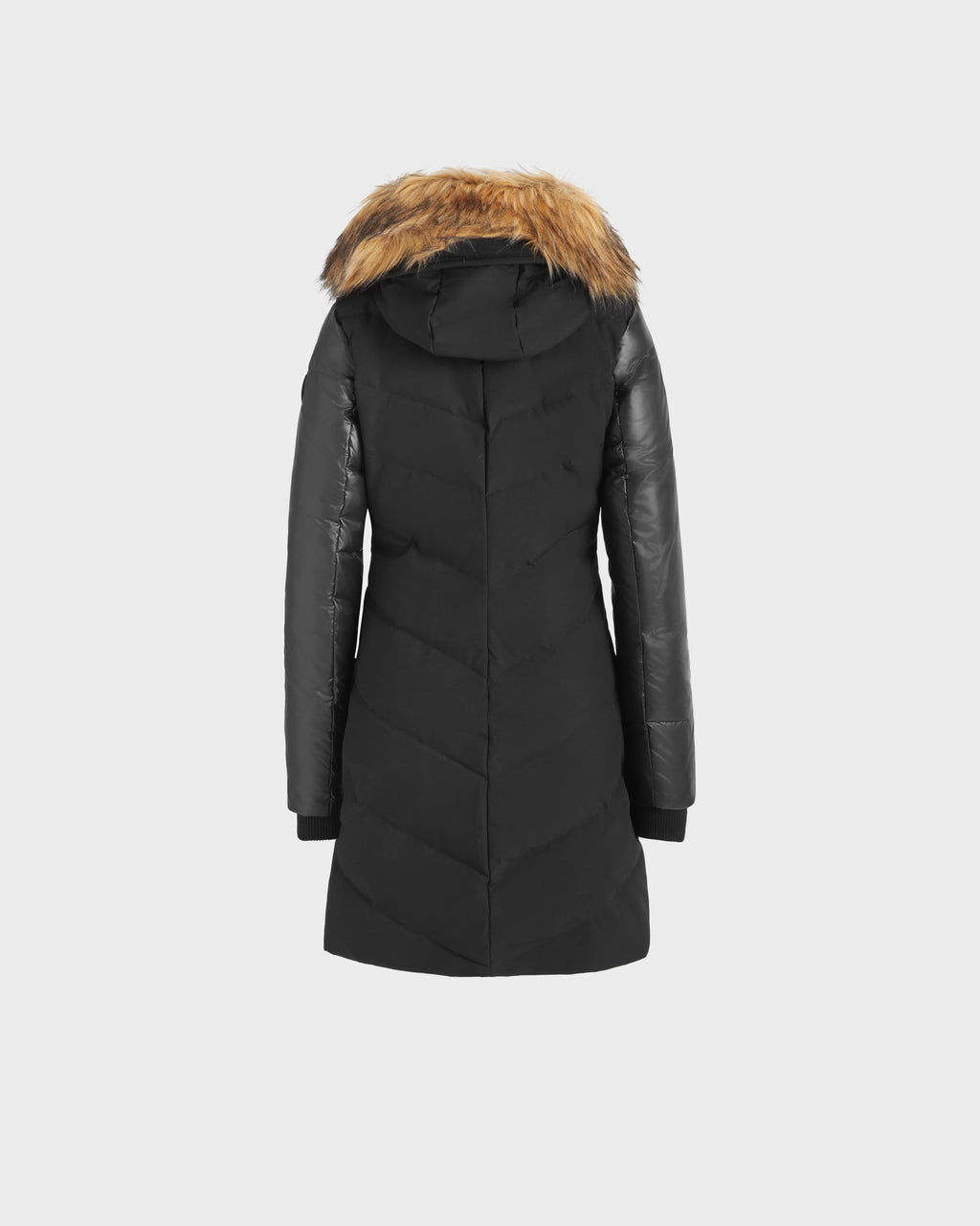 VALAIS WOMEN'S DOWN PUFFER WITH FAUX FUR AND GLOSSY SLEEVE COMBO